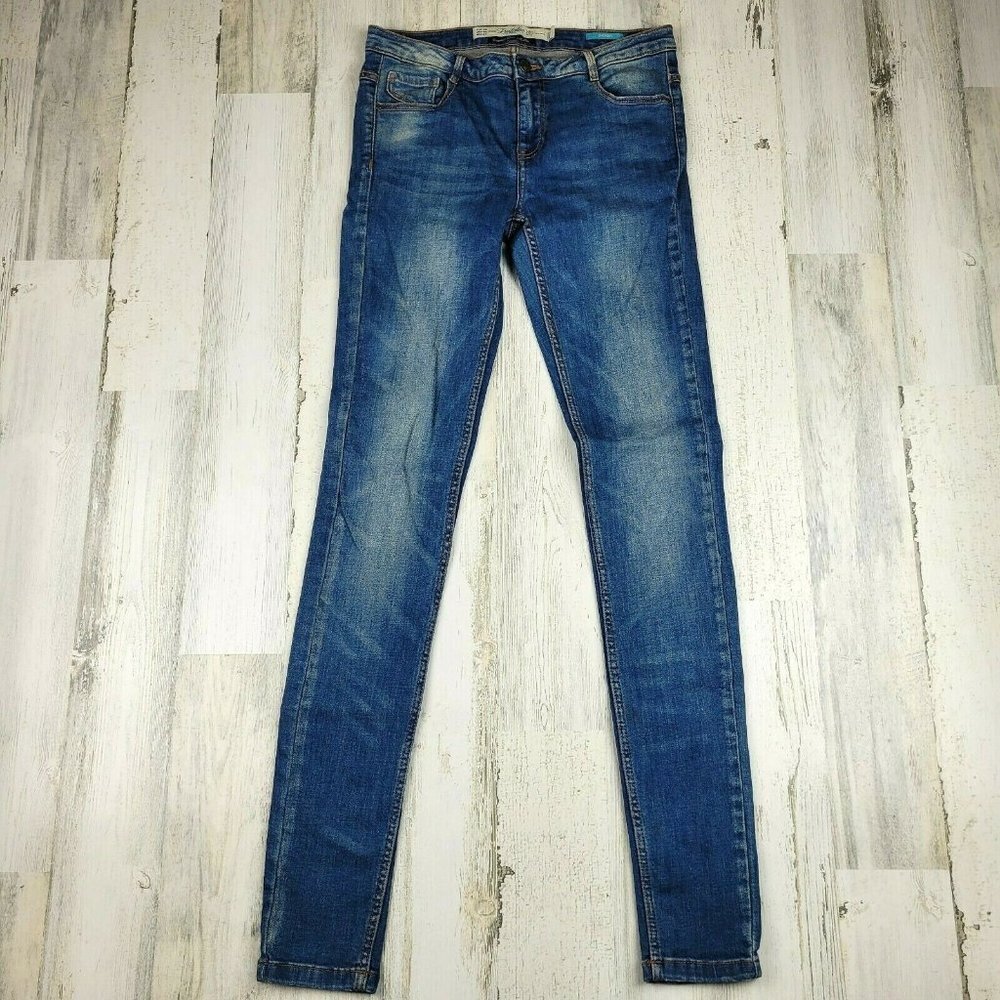 Zara Trafaluc Skinny Jeans Low Rise Medium Wash Blue Size 2